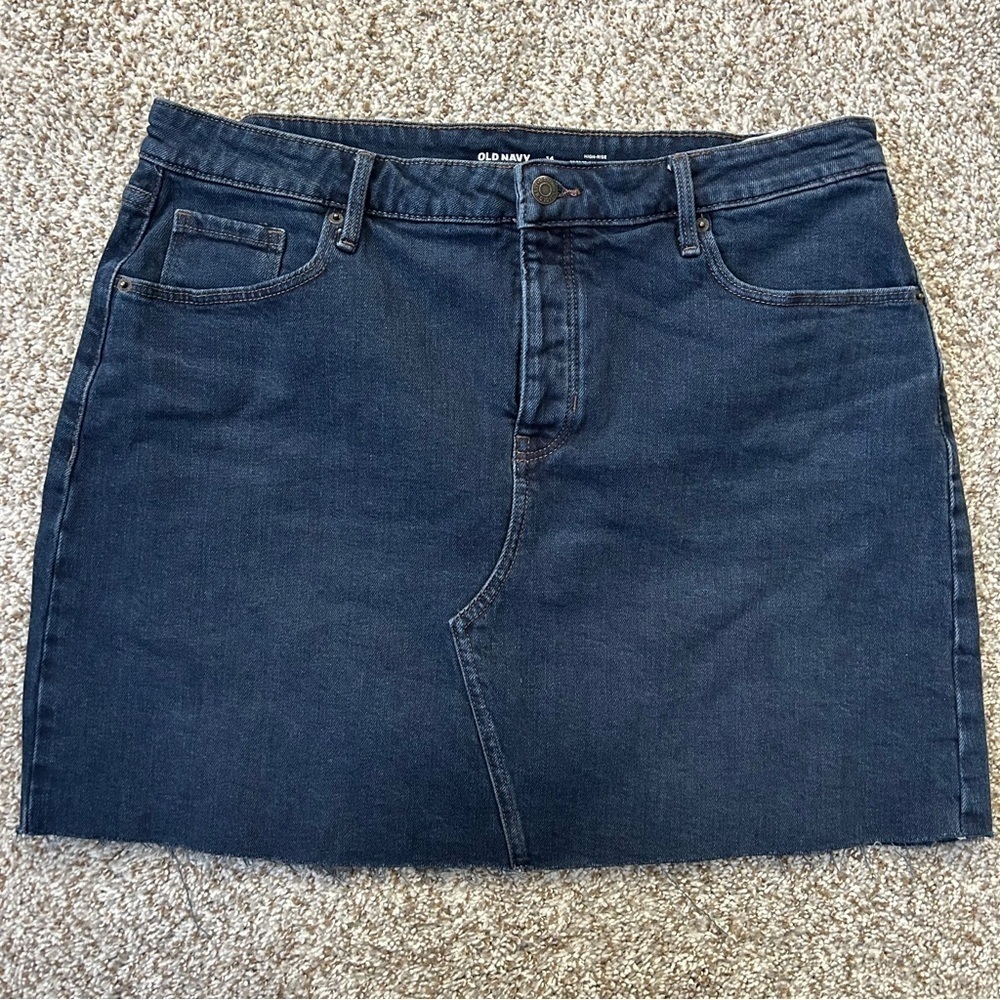 Old Navy High Rise Slim Pockets Jean Denim Mini Skirt 14